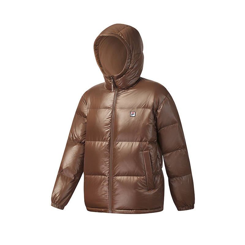 FILA Tennis Down Jackets Men's Bear Belly Brown Hooded Moderate Reversible