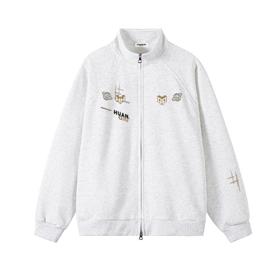 HUANQIU Sweatshirts Unisex Stand Collar Moderate Heavyweight