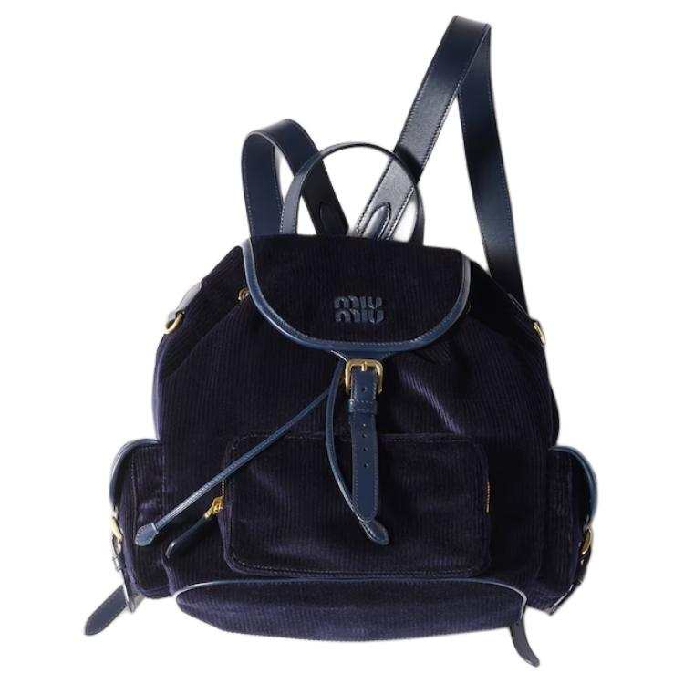 MIU MIU Fabric Backpack Women's Marine Blue