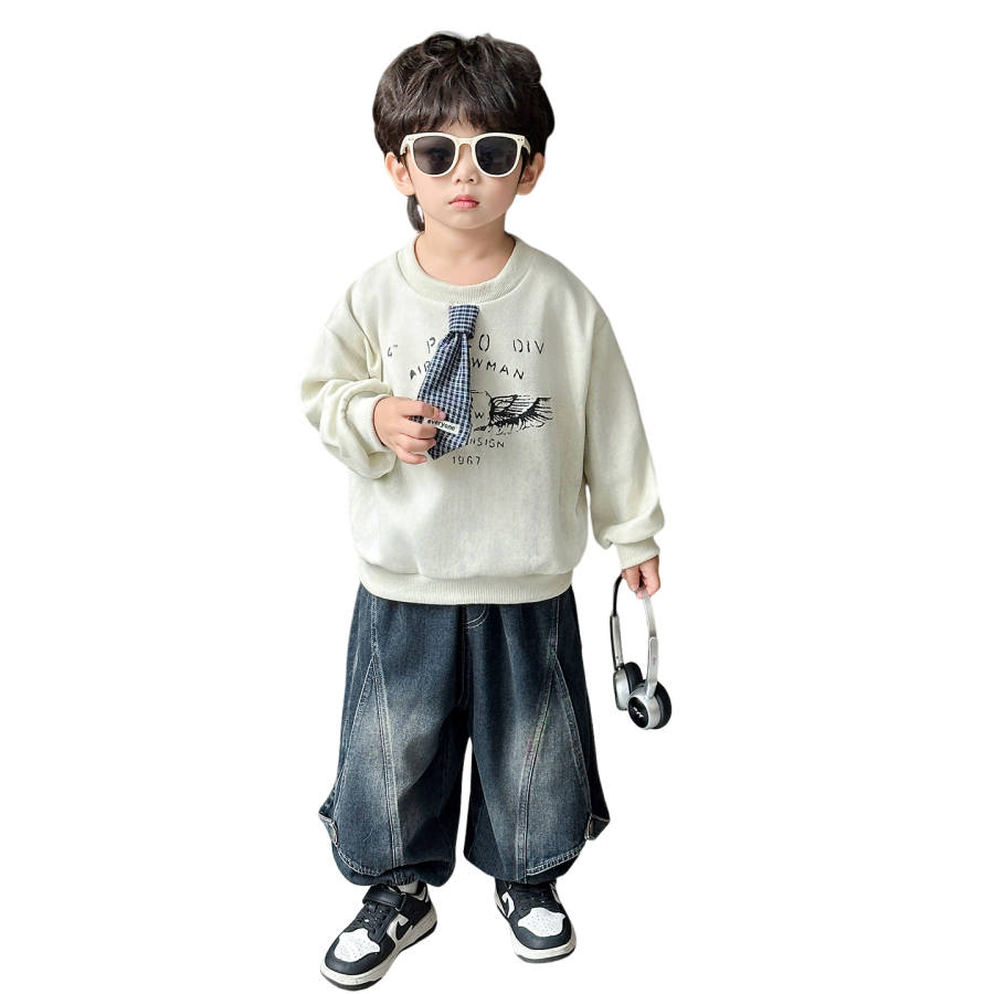 Lanza Casual Sportswear Spring Fall Milk White Children Aged 3 7 Years Old