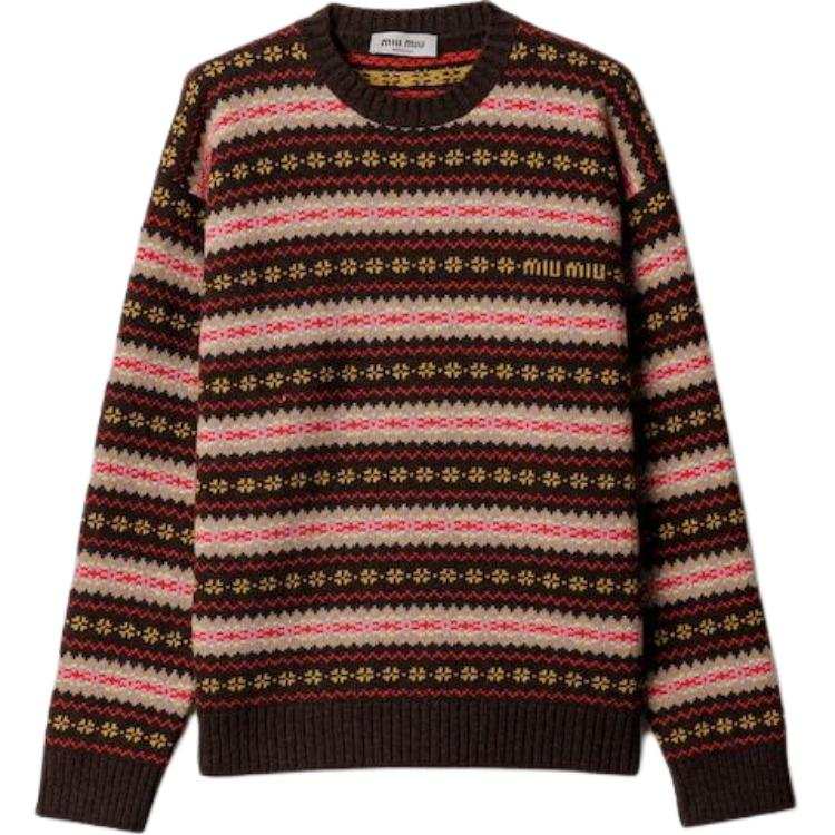 MIU MIU Sweaters Women's Dark Brown Crew Neck Moderate Other
