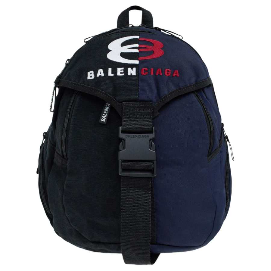 Balenciaga Canvas Backpack Men's Marine Blue & Black