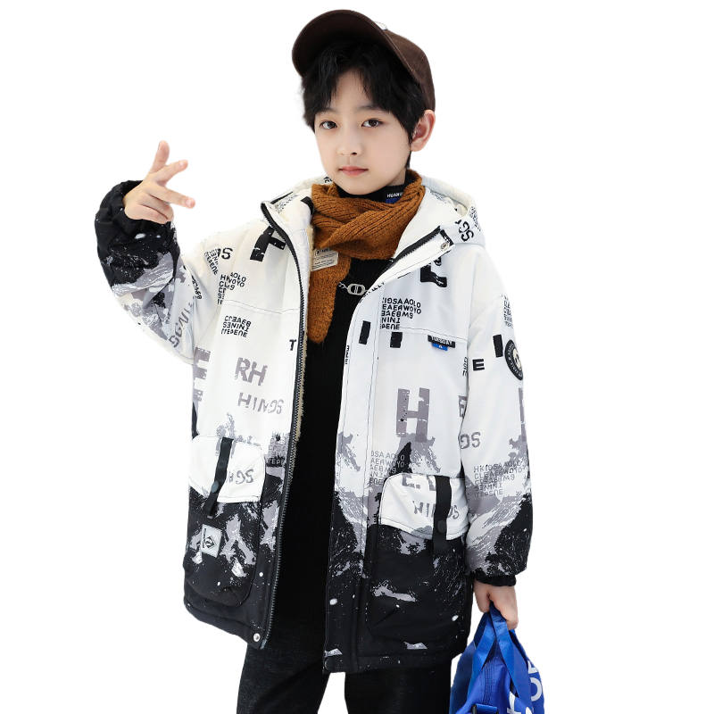 Lanza Casual Padded Jacket Winter Thickened And Fleece Lined Individual Print Puffer Jacket Teenagers