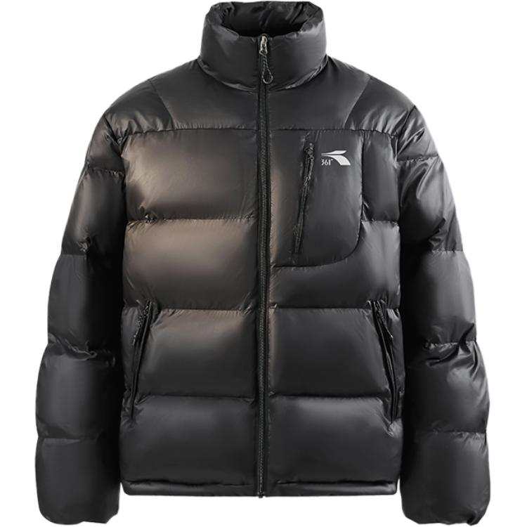361° 361° Puffer Jackets Unisex Super Black Stand Collar Thickened Puffer Jacket