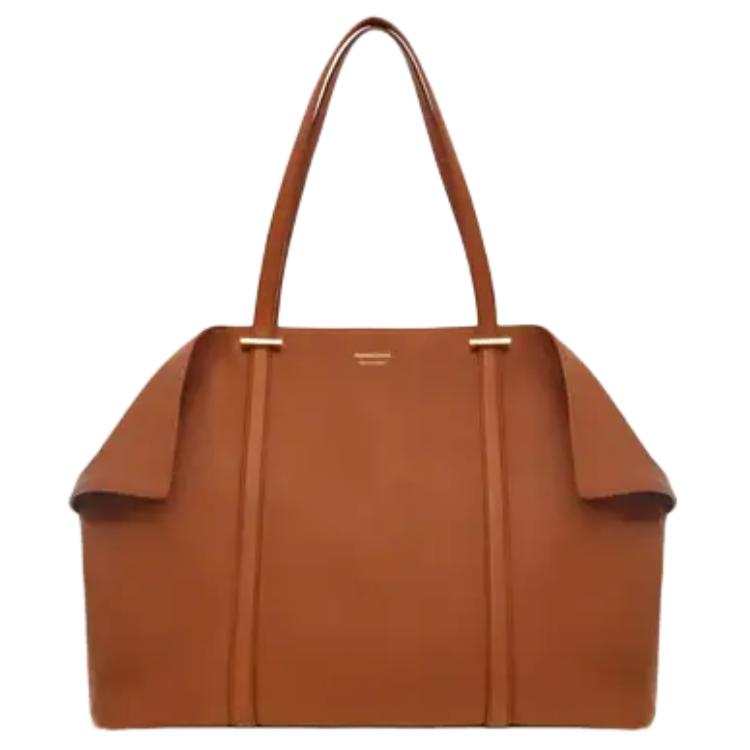 FERRAGAMO Calfskin Handbag Large Women's Natural Brown