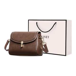 VINEY Cow Leather Shoulder Bag Small Women's Coffee
