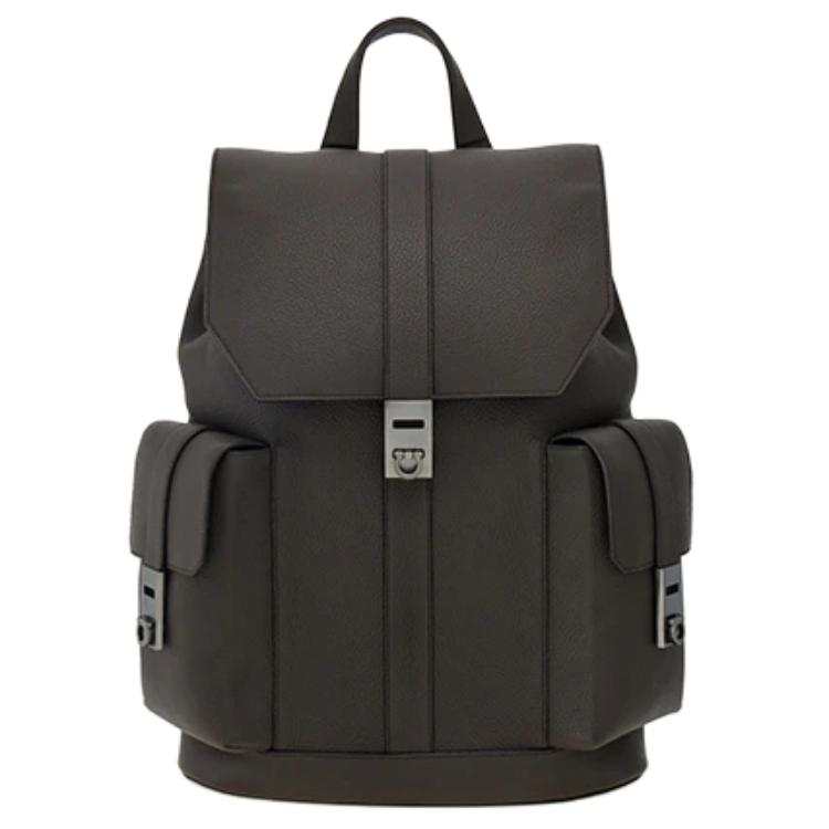 Ferragamo FERRAGAMO Hammered Texture Calfskin Backpack Men's Gray