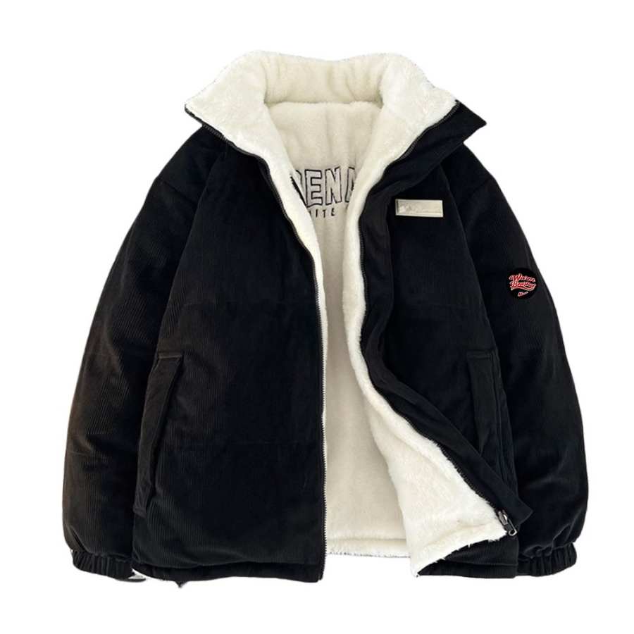 WARRIOR WARRIOR Puffer Jackets Unisex Stand Collar Fleece Lined