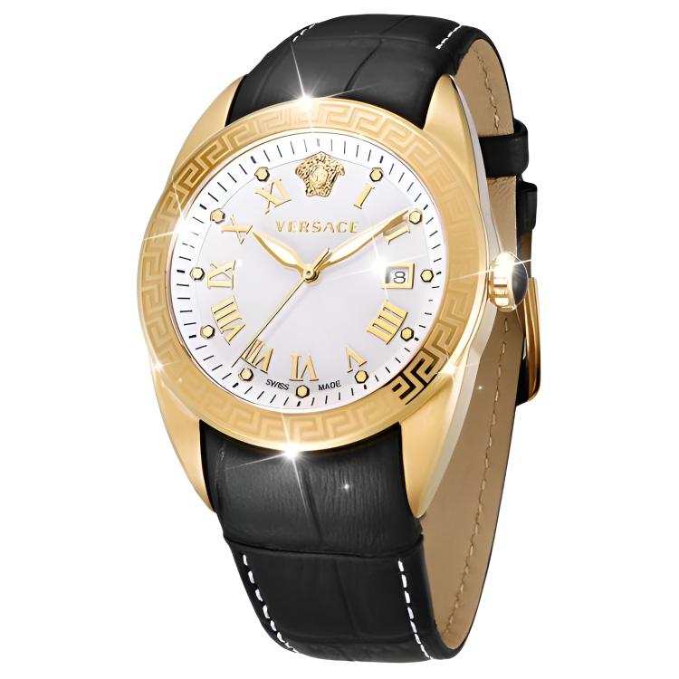 VERSACE Black Rock Sugar, Old Money Style Graduation Edition Big Gold Watch Wrist Watches Quartz Movement Gold Dial