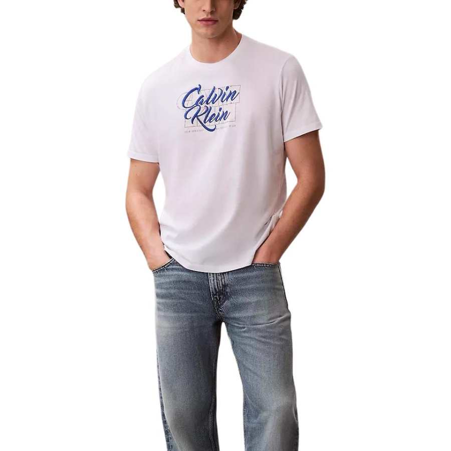 Calvin Klein T Shirts Men's Bright White Crew Neck Moderate