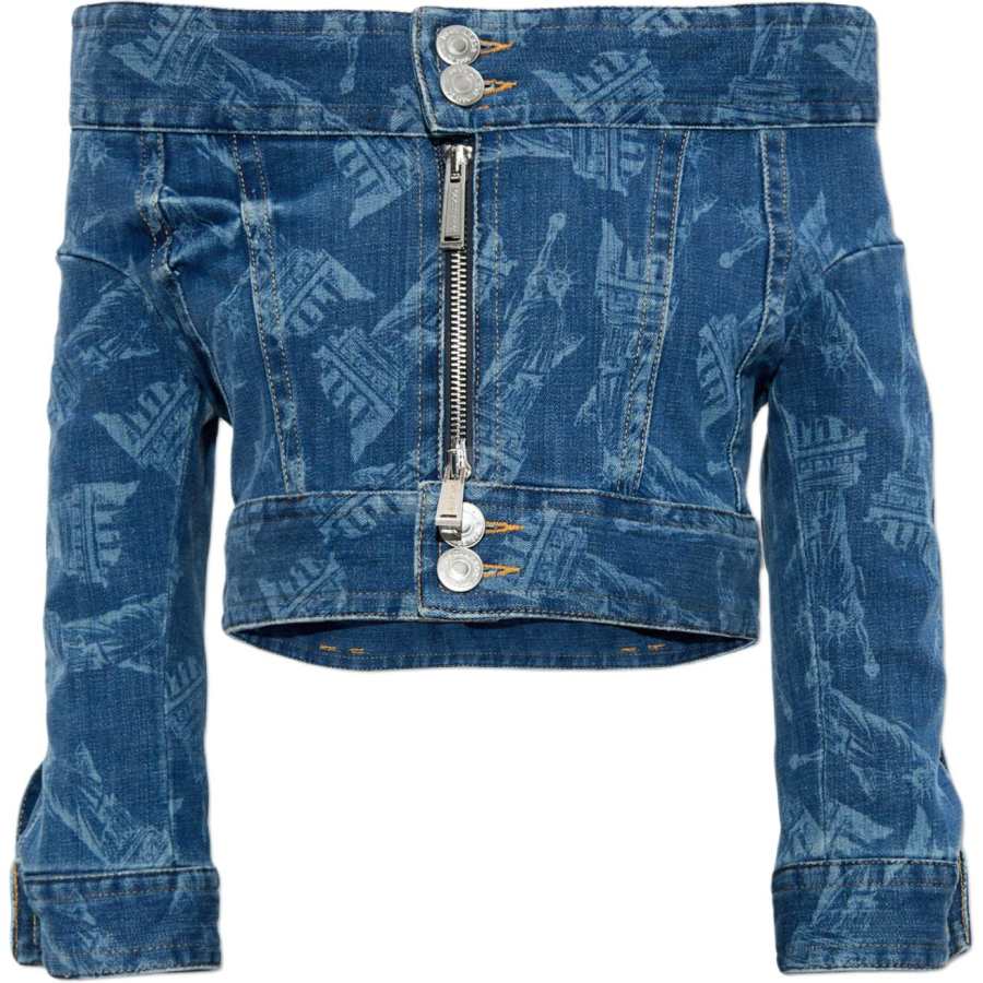 DSQUARED 2 Dsquared 2 X Vaquera Offer-Shoulder Cropped Denim Jacket
