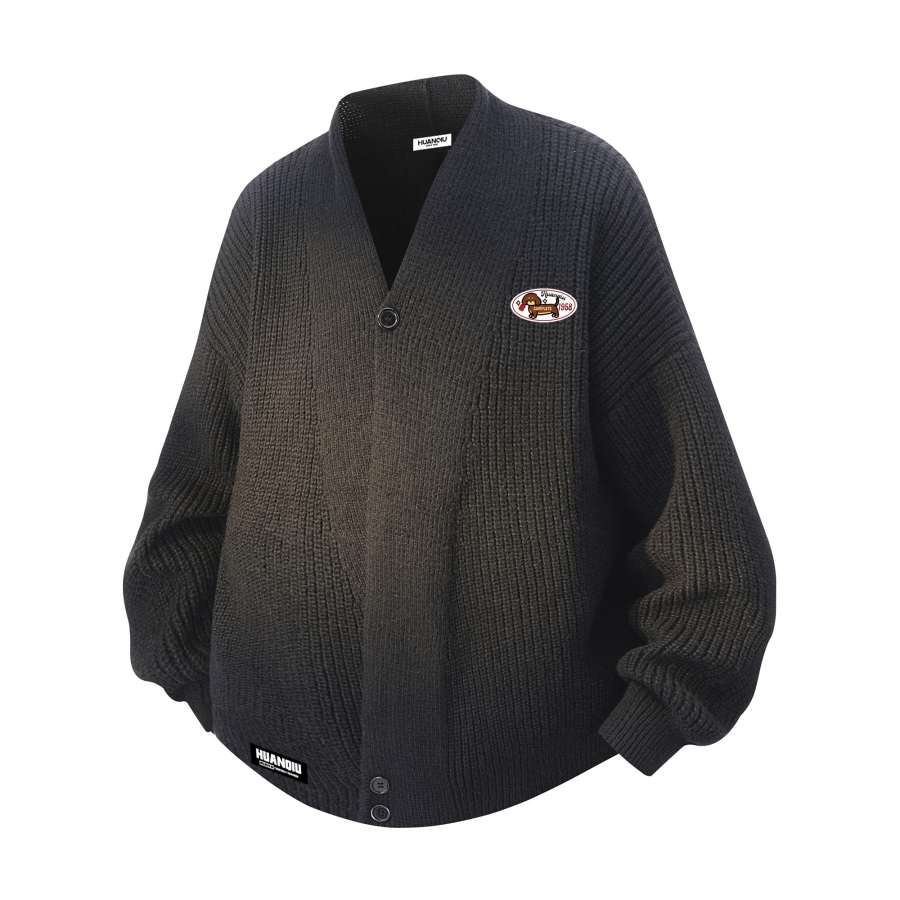HUANQIU Knitwear Unisex V Neck Moderate Cardigan