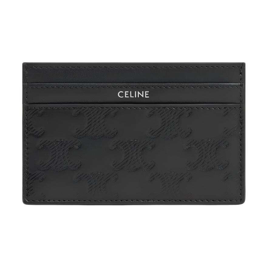 CELINE CELINE Triomphe Cow Leather Card Holder Men's Black