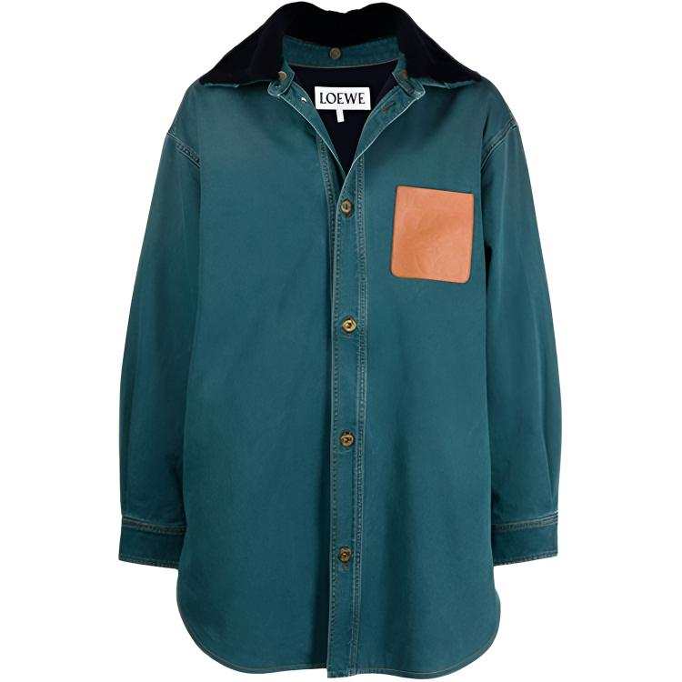 LOEWE LOEWE Denim Jackets Men's Blue Lapel Moderate Straight Fit