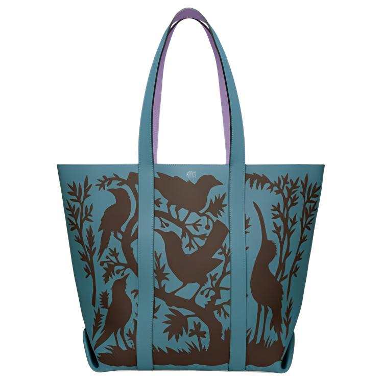 Moynat Taurillon Gex Leather Shoulder Bag Women's Blue/Purple