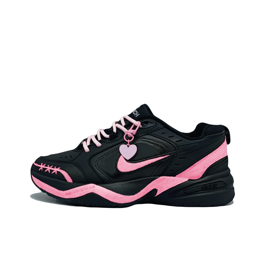 Nike Nike Air Monarch 4 Ink Dyed Crimson Order Abrasion Resistant Low top Chunky Sneakers Unisex Black Pink
