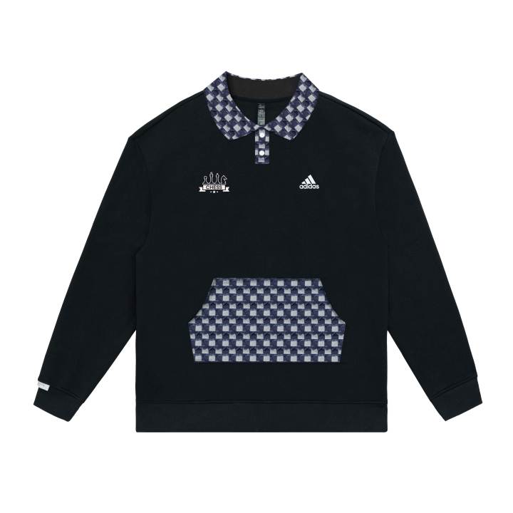 Adidas Adidas Sweatshirts Unisex Black Polo Collar Moderate