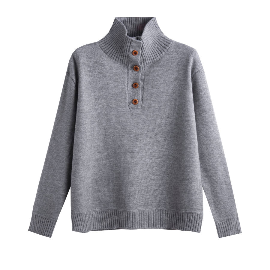 Tonlion Knitwear Women's Medium Heather Gray Turtleneck Moderate