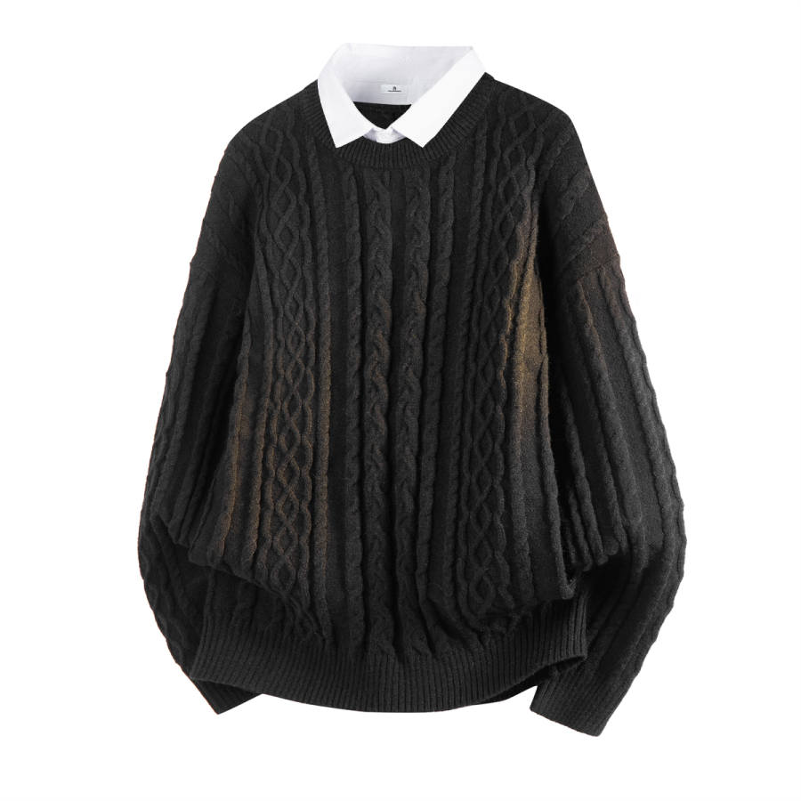 PAL ONGACO Sweaters Unisex Shirt Collar Moderate Mock Two Piece