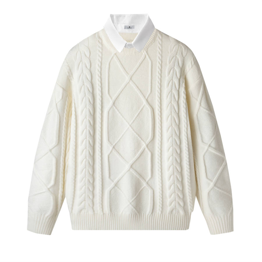 PAL ONGACO Sweaters Unisex Shirt Collar Moderate Mock Two Piece