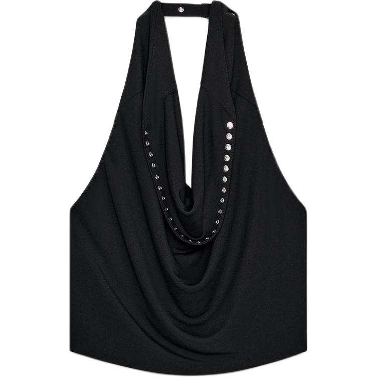 ZARA Tank Tops Women's Black Moderate Halter Neck