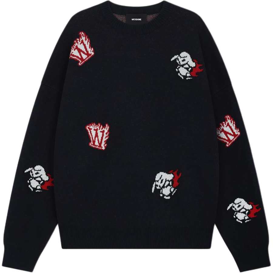 WE11DONE WE11DONE Sweaters Unisex Marine Blue Crew Neck Moderate