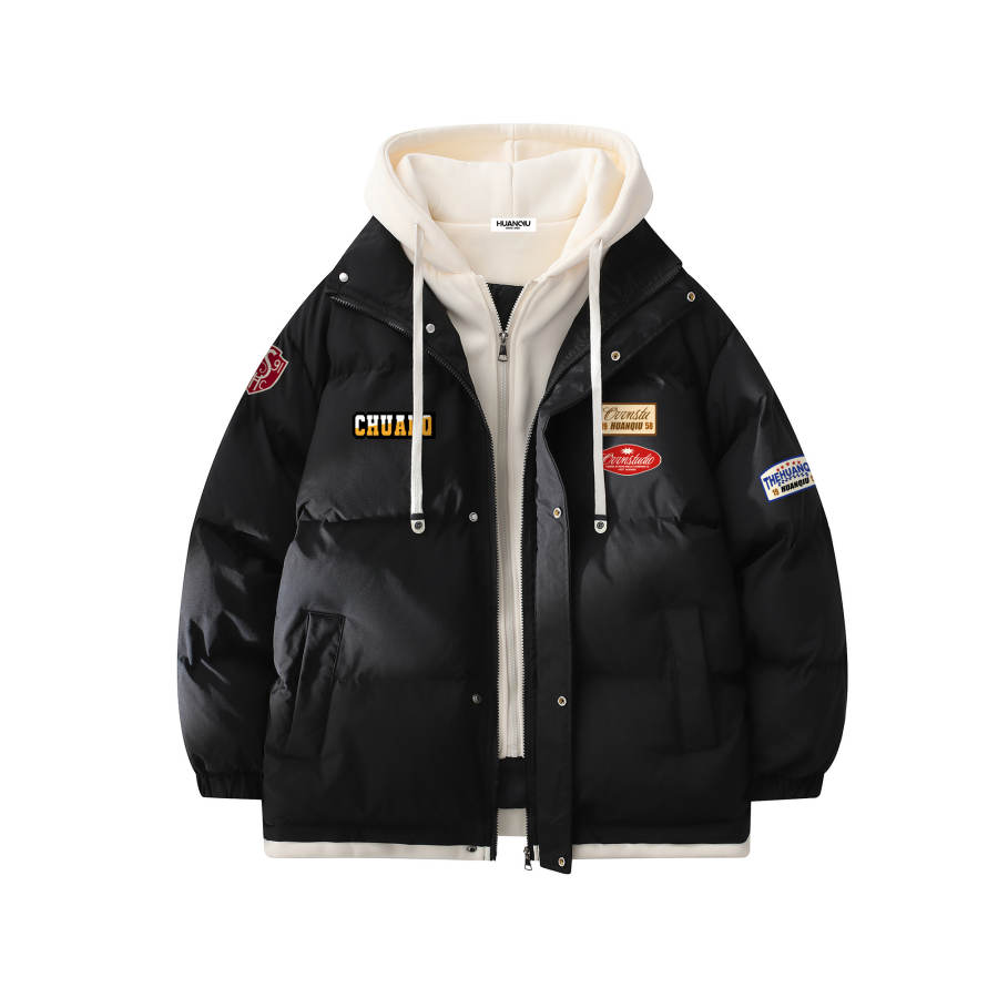HUANQIU Puffer Jackets Unisex Hooded Thickened Padded Puffer Jacket