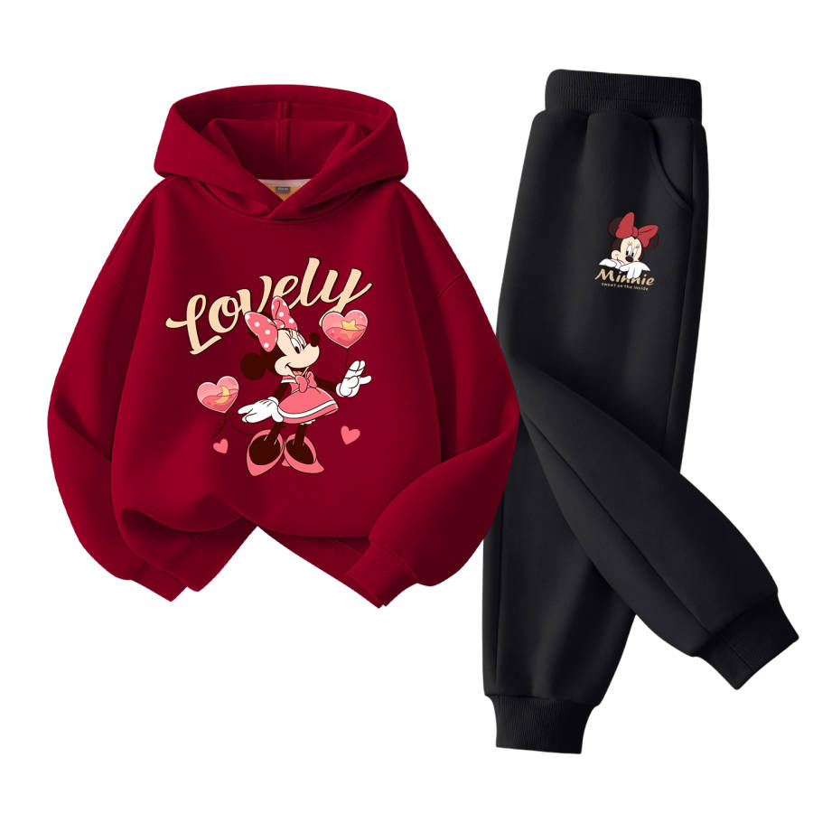 Disney Casual Sportswear Children's Basic Fleece Lined Hooded Lamb's Wool Sweatpants For Fall Winter Thickened Kids'