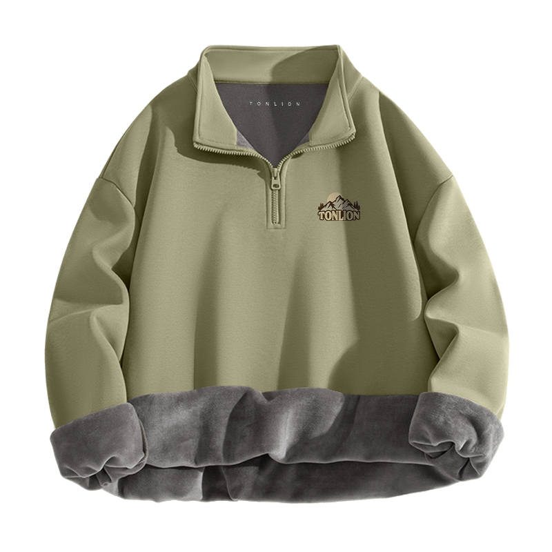 Tonlion Sweatshirts Unisex Stand Collar Moderate Regular