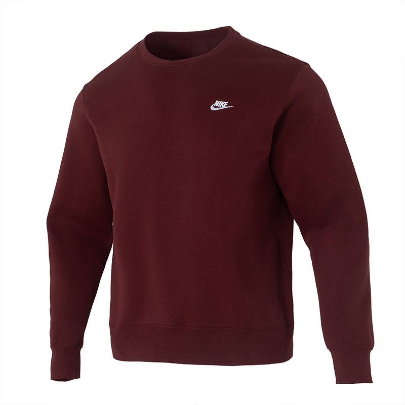 Nike Nike Club Fleece Lined Crew Neck Minimalist Style Outdoor Sports Loose Fit Casual Sweatshirt Men's Dark Team Red