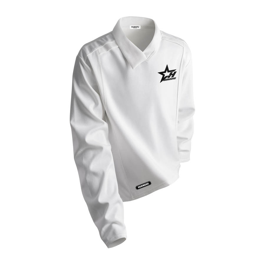 HUANQIU Sweatshirts Unisex Polo Collar Moderate Heavyweight