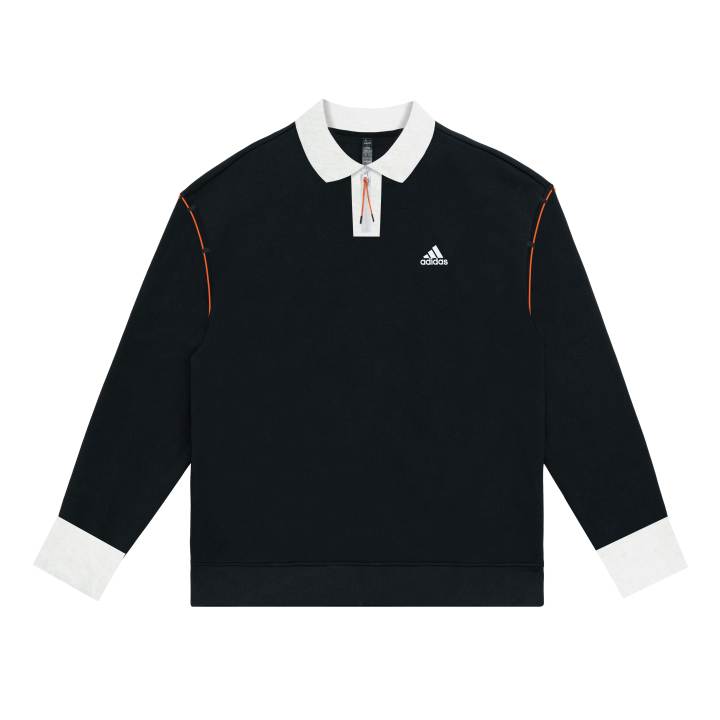 Adidas Adidas LABEL Sweatshirts Unisex Black Polo Collar Moderate Regular