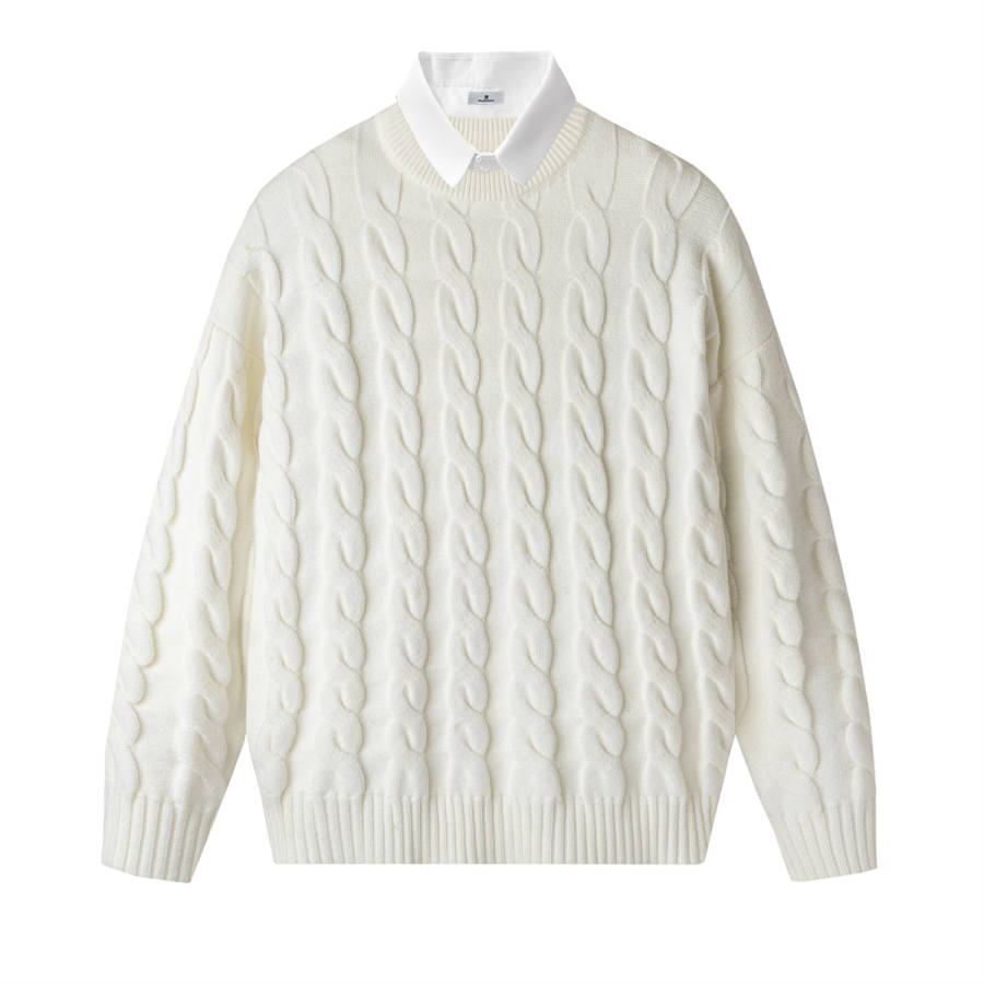 PAL ONGACO Sweaters Unisex Shirt Collar Moderate Mock Two Piece