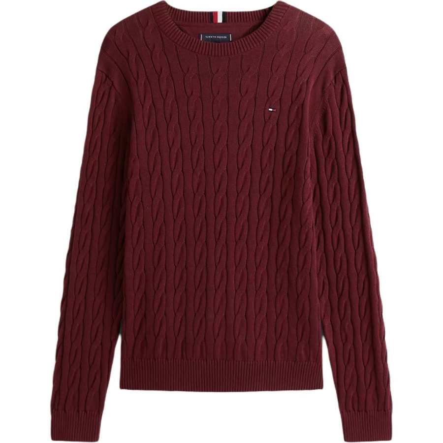 Tommy Hilfiger Sweaters Men's Dark Color Rouge Crew Neck Moderate