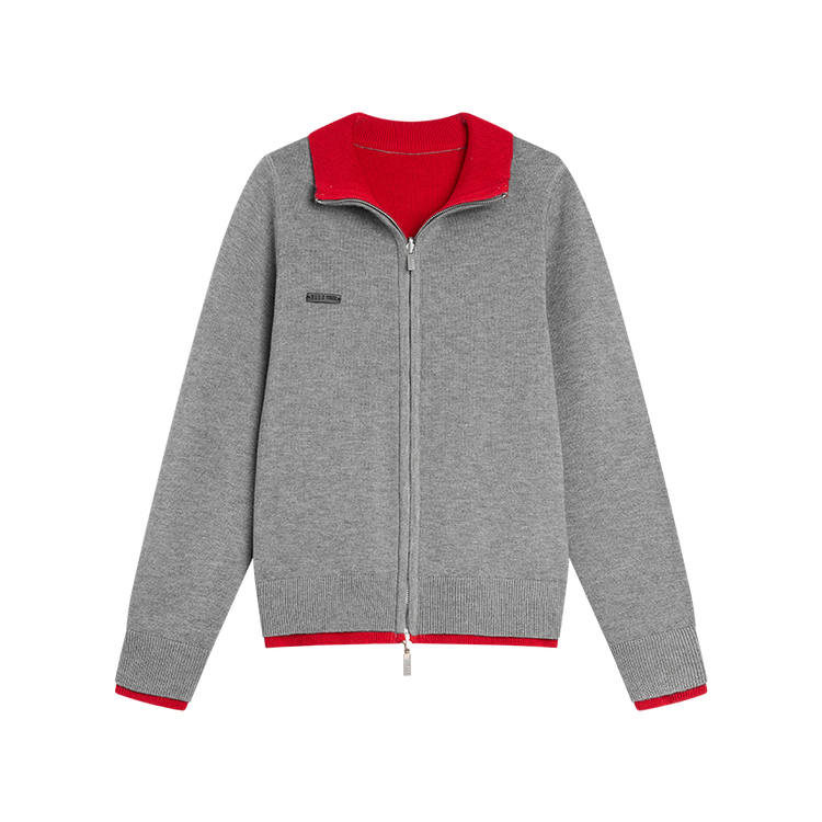 ELLE Knitwear Women's Medium Gray Stand Collar Thickened