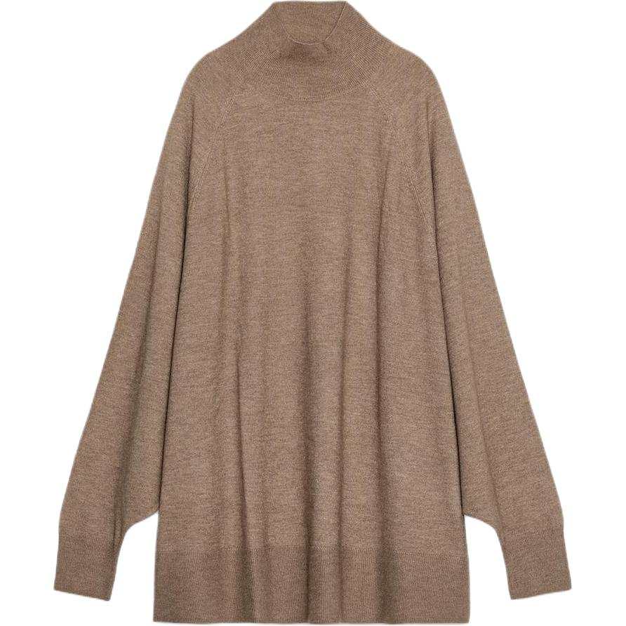 ZARA Knitwear Women's Brown/Dark Taupe Half Turtleneck Moderate