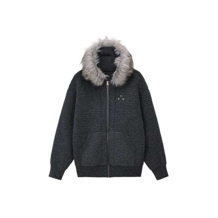 FPA Sweaters Unisex Dark Gray With Hood Moderate Cardigan