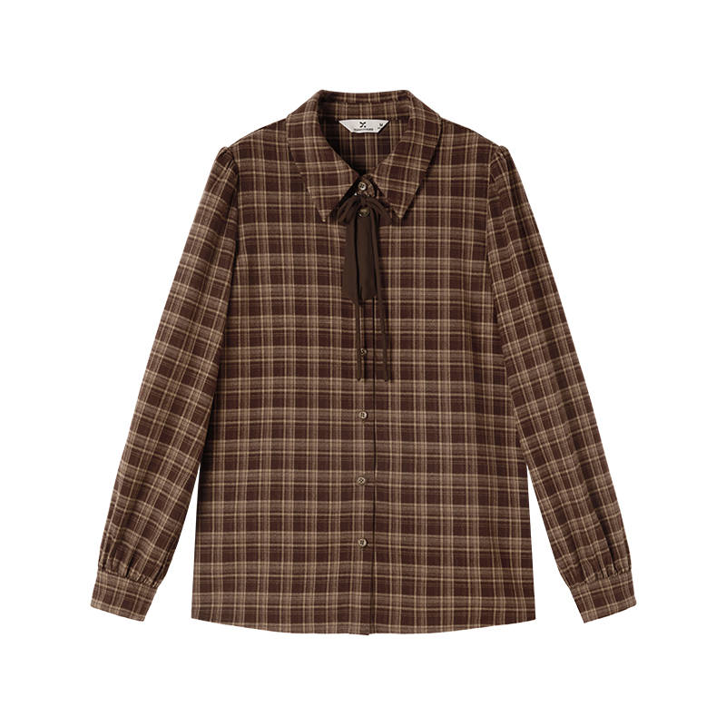 XIANGYING Shirts Women's Coffee Pointed Collar Moderate Workwear