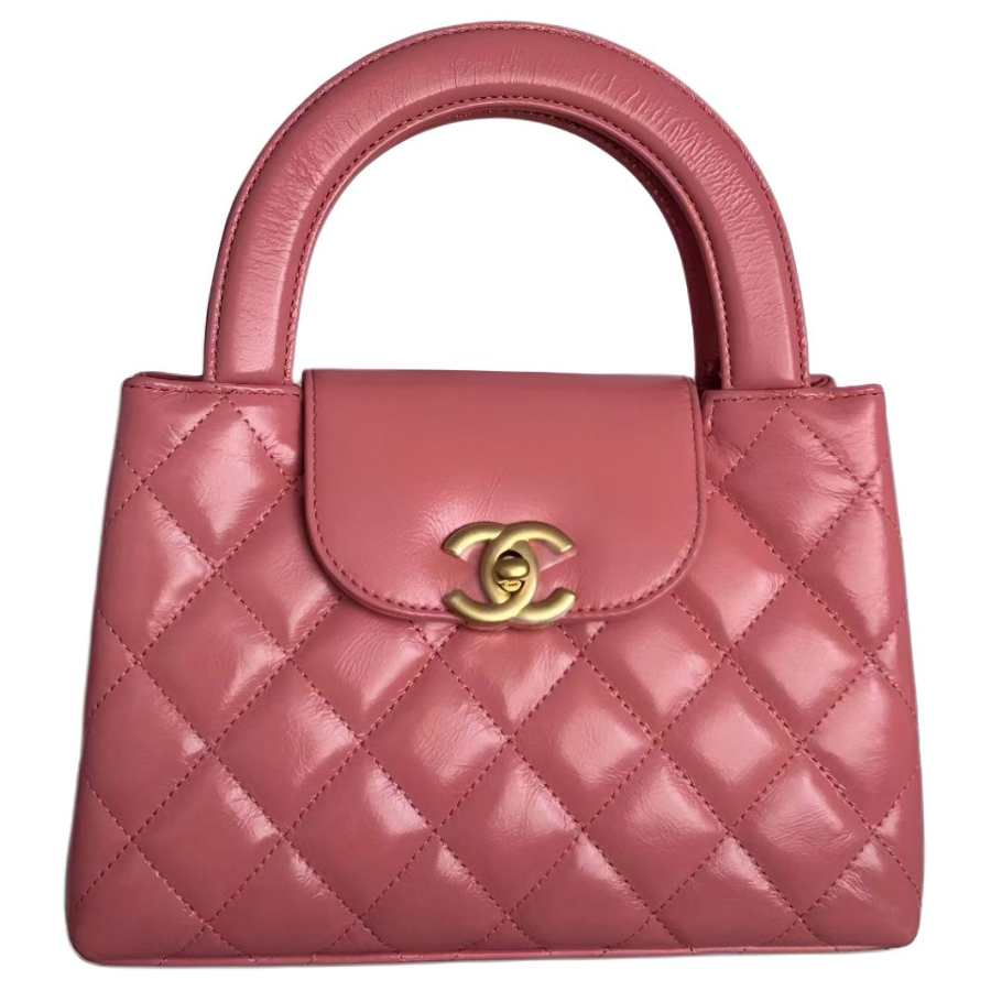 CHANEL Cow Leather Material Vintage Gold Chain Handbag Mini Women's Light Pink Red