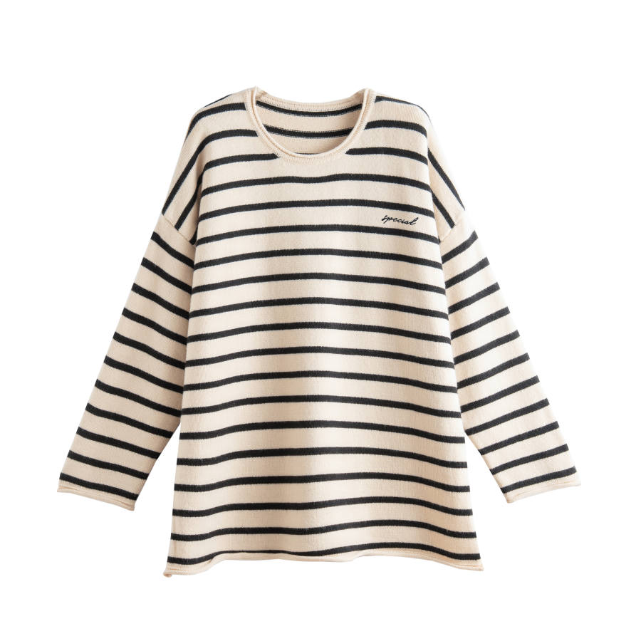 Tonlion Knitwear Women's Beige Apricot Crew Neck Moderate