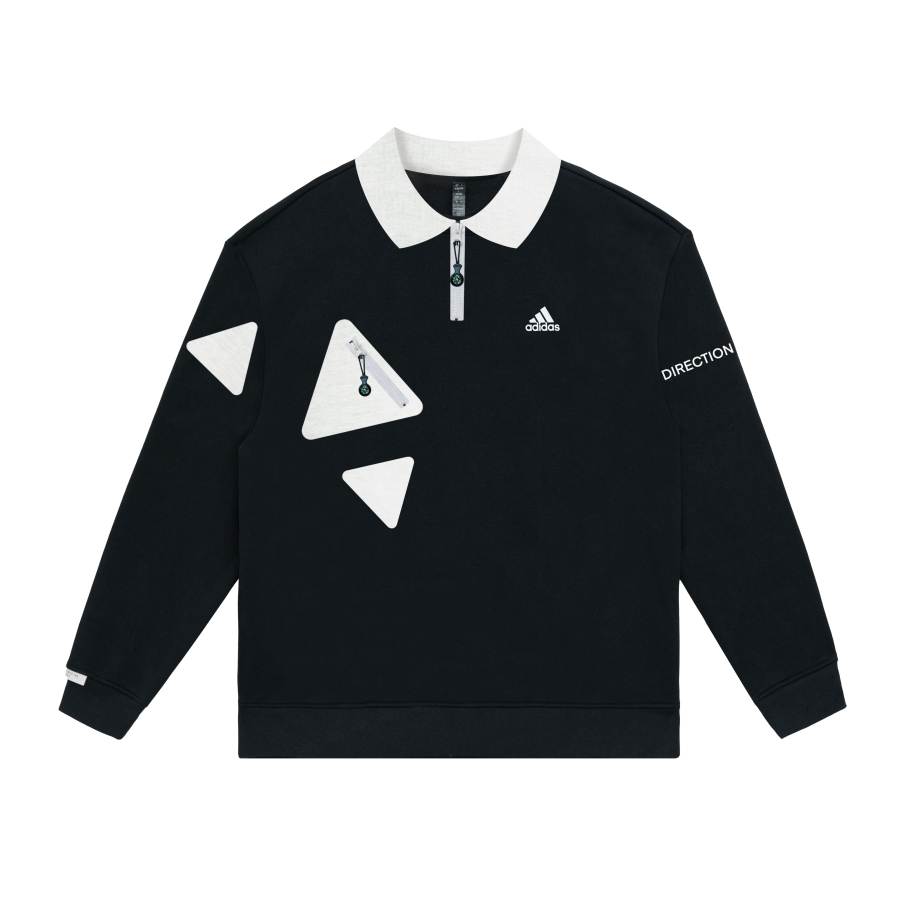 Adidas Adidas Sweatshirts Unisex Black Polo Collar Moderate