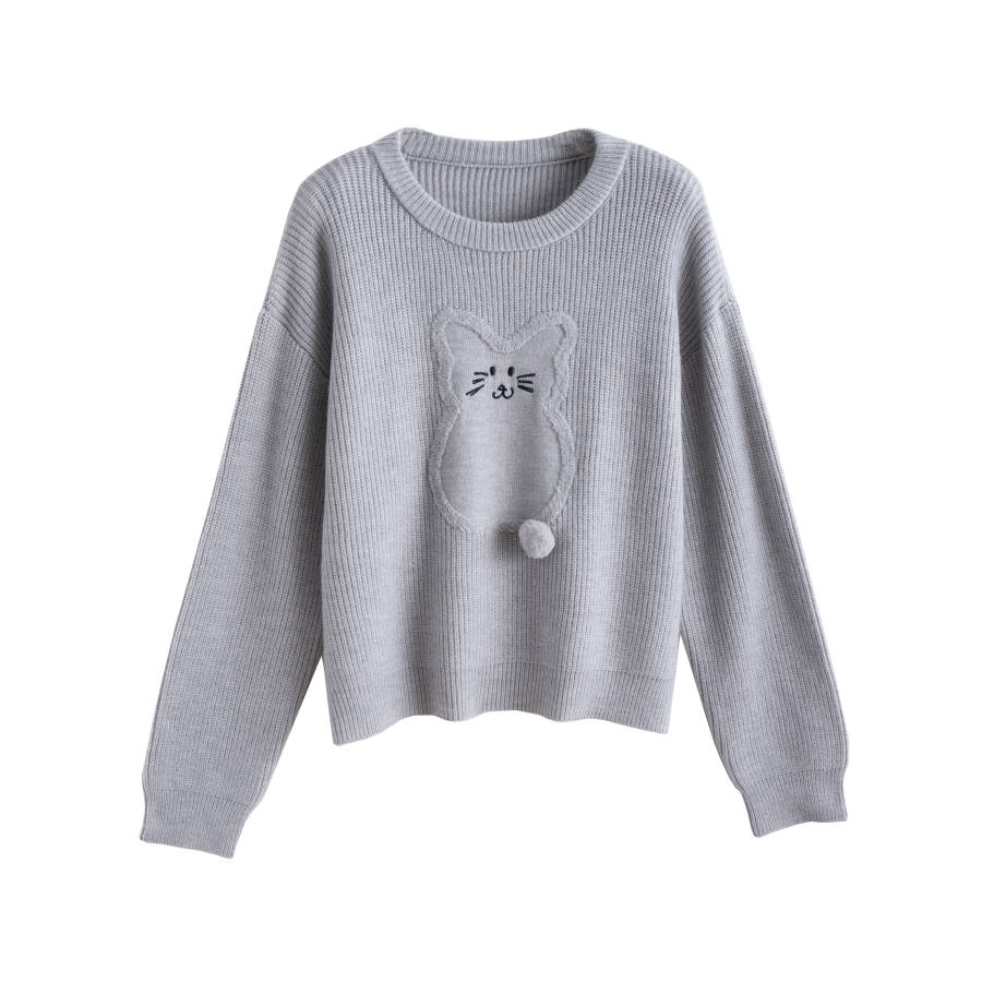 Tonlion Knitwear Women's Light Heather Gray Crew Neck Moderate