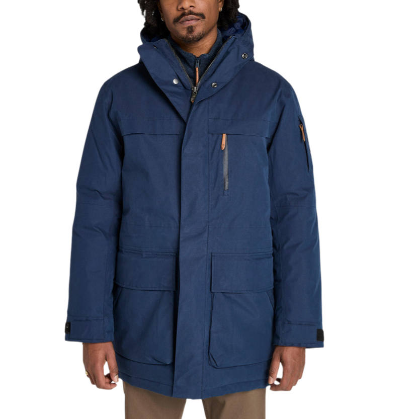Timberland Down Jackets Men's Navy Blue Hooded Moderate