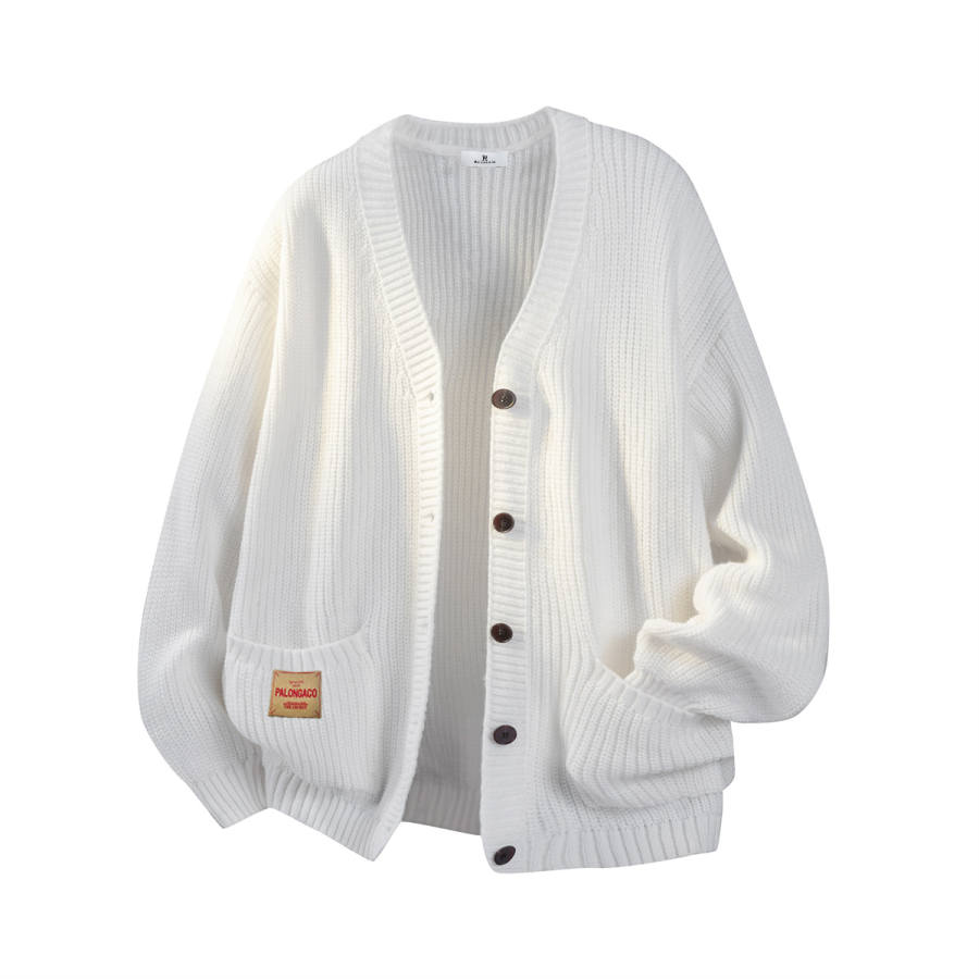 PAL ONGACO Sweaters Unisex V Neck Moderate Cardigan