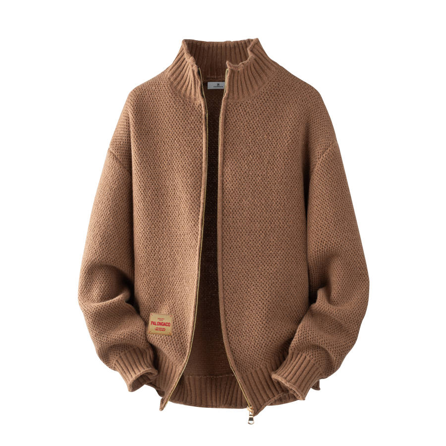 PAL ONGACO Sweaters Unisex Stand Collar Moderate Cardigan