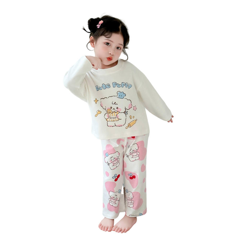 Lanza Lanza Loungewear Set Spring Fall White Children Aged 3 7 Years Old