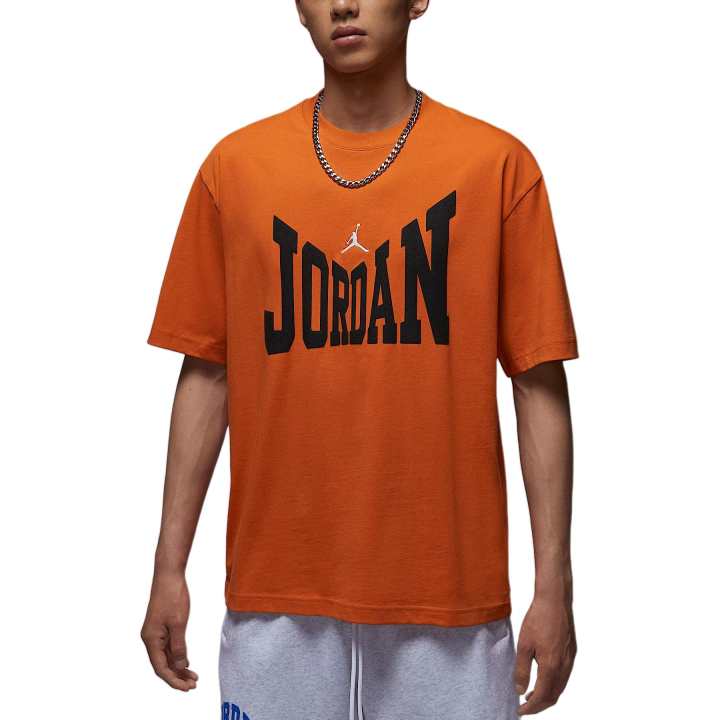 Jordan Jordan Brooklyn T Shirts Men's Seastar Orange/Sail White Crew Neck Moderate