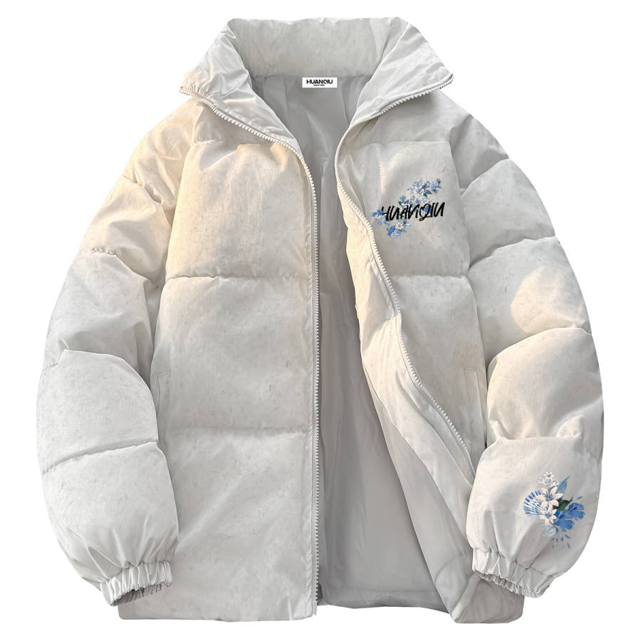 HUANQIU Puffer Jackets Unisex Stand Collar Thickened Padded Puffer Jacket