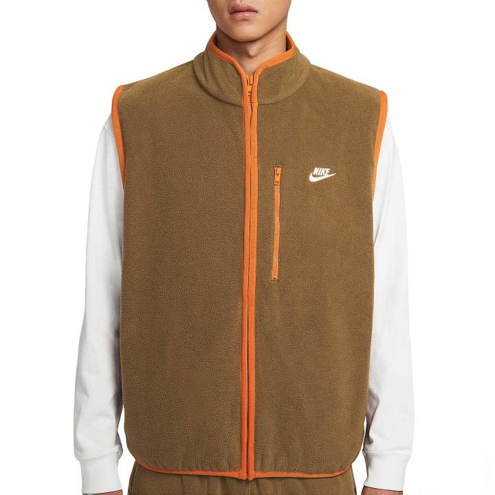 Nike Nike Vests Men's Moss Wood Brown/Campfire Orange/White Stand Collar Other