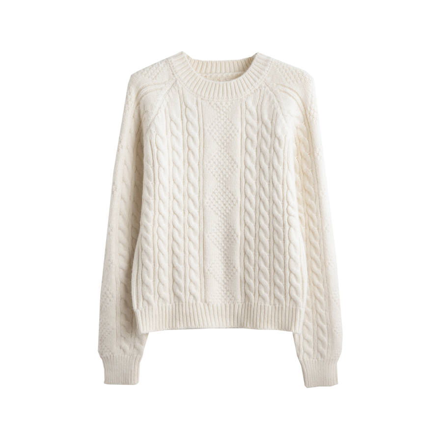 Tonlion Knitwear Women's Beige Apricot Crew Neck Thickened